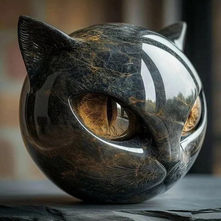Nyxcharm - Escultura Mística De Cabeza De Gato Negro