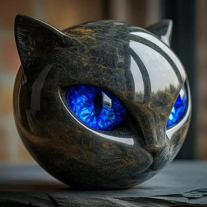 Nyxcharm - Escultura Mística De Cabeza De Gato Negro