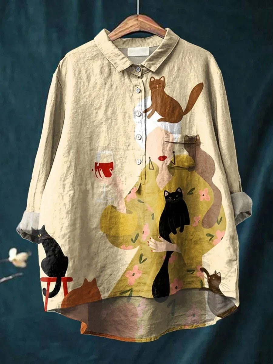 Kathrin - Camisa Estampada De Lino