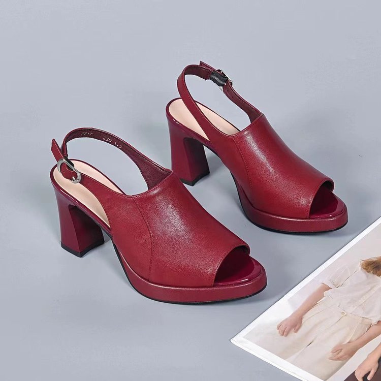 Sandalias de Tacón de Piel Suave