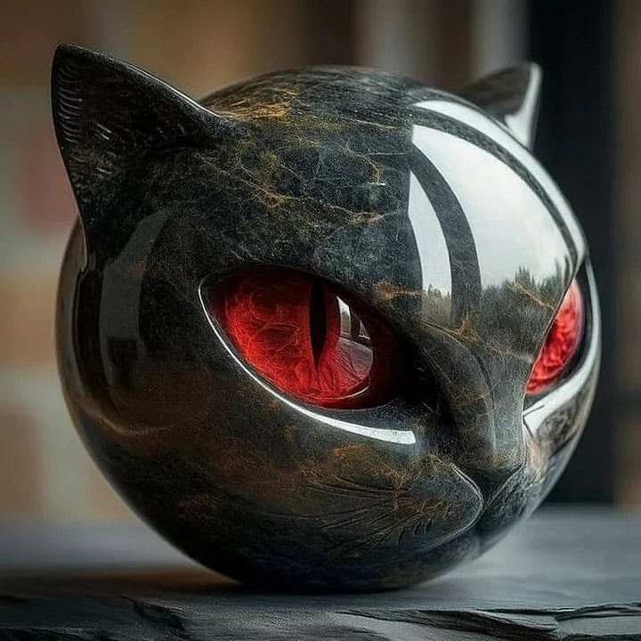 Nyxcharm - Escultura Mística De Cabeza De Gato Negro