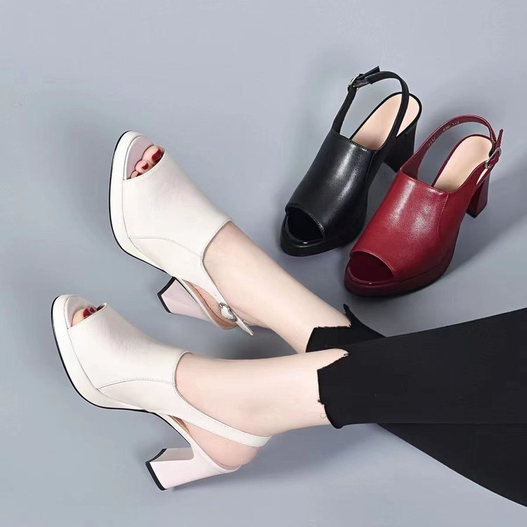 Sandalias de Tacón de Piel Suave