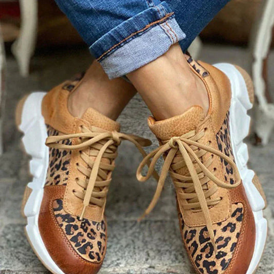 Lenora - Zapatillas Casual De Leopardo Vulcanizado