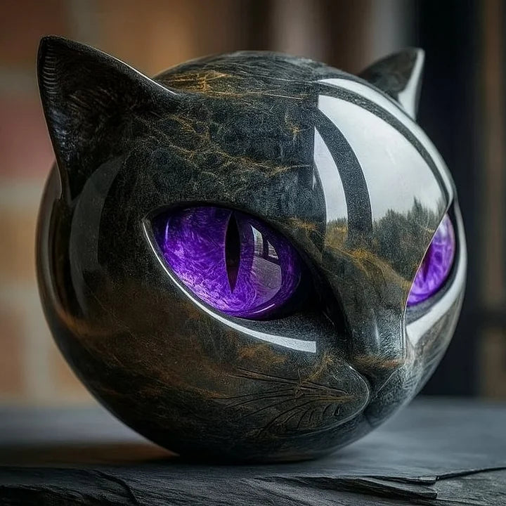 Nyxcharm - Escultura Mística De Cabeza De Gato Negro