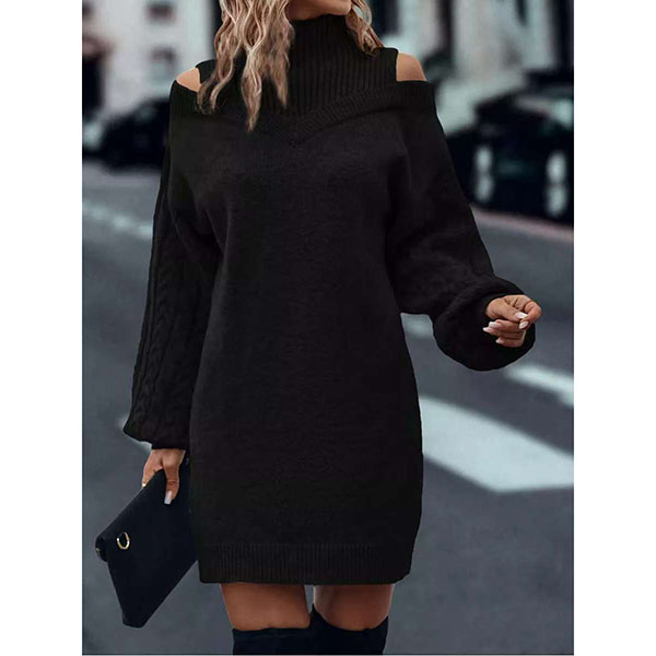 Laira | Vestido De Punto Con Cuello Alto Y Cable