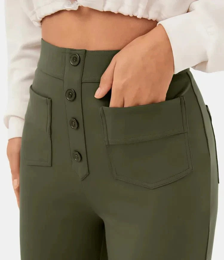 Pantalón Casual Elástico De Cintura Alta